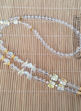天然白水晶唐卡毛衣项链超闪金色泰国佛牌挂链 可订做其他款式
