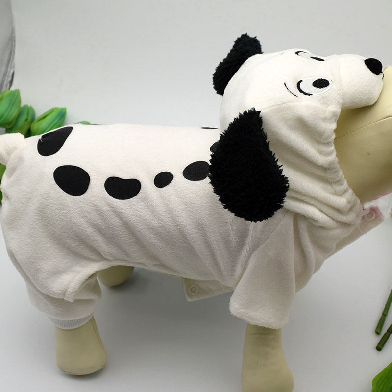 搞怪泰迪小狗四脚衣服春秋薄款 比熊宠物衣服斑点连帽狗狗变身装