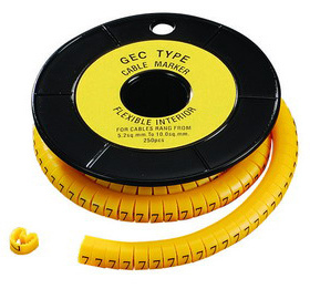 EC号码管EC-1 标志号码管2.5mm2 适用4mm线 黄色号码管