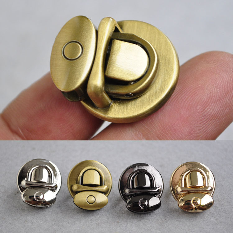 手袋插锁手工布包皮包包鸭舌锁金色金属拧锁开关锁插扣小号