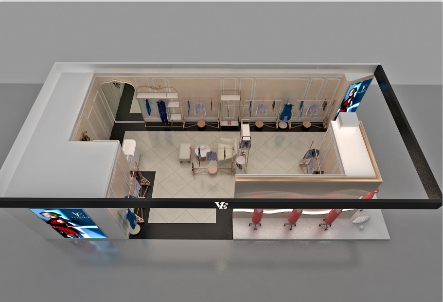 店面铺面设计 服装专卖店店 施工图纸cad+3Dmax模型+3d效果图
