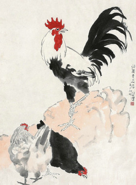 艺术微喷 徐悲鸿 三吉图 30x46厘米