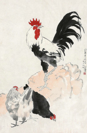 艺术微喷 徐悲鸿 三吉图 30x46厘米