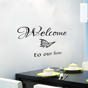 欢迎到我家英文墙贴客厅卧室墙壁门柜背景装饰一代墙贴纸画