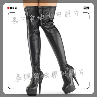 黑色无缝合线设计15CM厘米防水台长靴 C101 C101b