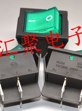 ZX中讯船型开关 翘板电源开关KCD4绿色带灯4脚2档15A/250V