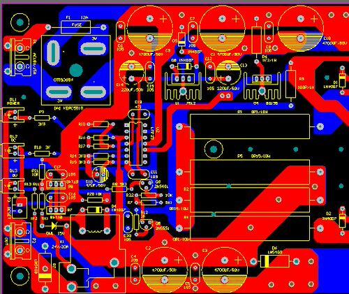 稳压电源pcb 线性稳压电源原理图pcb 12-14V LM723 TIP142 7812
