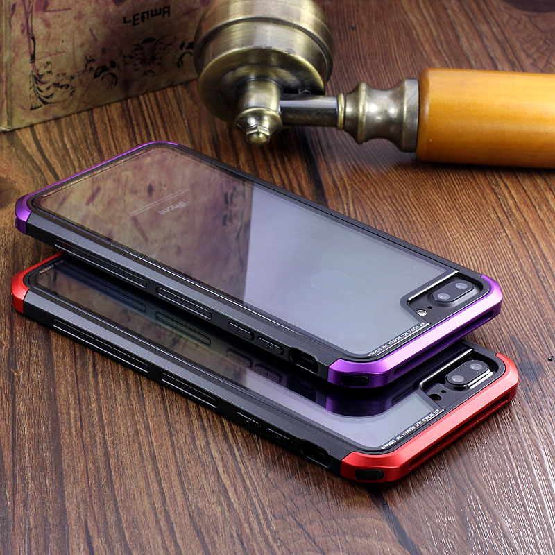Luphie Nunchaku Airframe Metal Frame Air Barrier Tempered Glass Back Case Cover for Apple iPhone 7 Plus & iPhone 7
