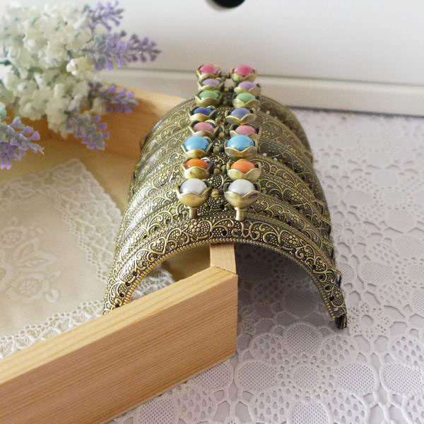 5cm青古半圆压花荷花头镶钻糖果口金 diy口金材料包配件 送纸型