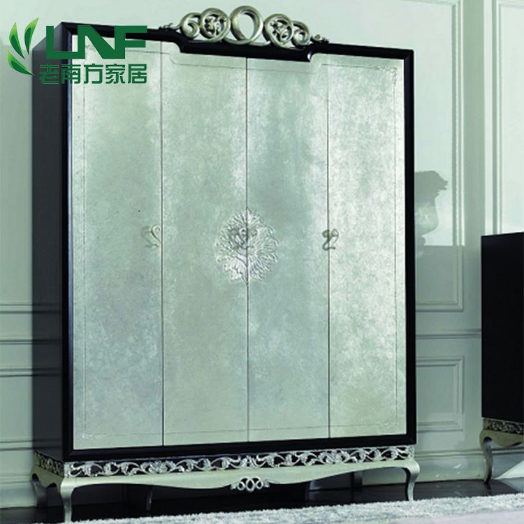 新古典衣柜银箔 后现代实木简约四门衣柜黑色 欧式简约实木储物柜|msdalam kategori perabot kediaman, kabinet, almari pakaian - dari Buy2taobao.com untuk memberikan perkhidmatan ejen Taobao profesional membeli