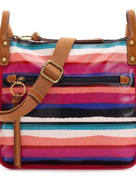 美国直邮Fossil/化石正品348763彩色横纹女包帆布包斜挎包