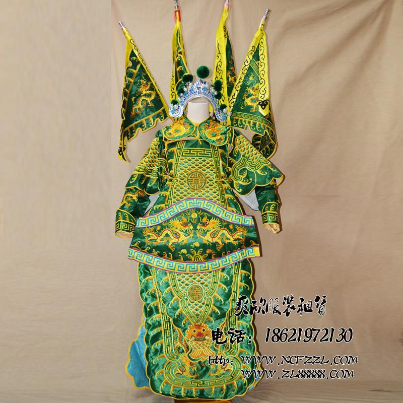 儿京剧戏服童运动会说唱脸谱插旗大靠张飞关羽 武生武演出装出租