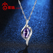 LAIRE/Larry S925 silver ladies purple Angel pendant necklace chain Japanese and Korean editions of clavicle silver jewelry Christmas gifts