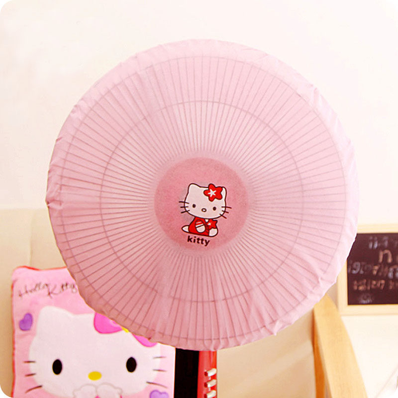 可爱卡通圆形电风扇防尘罩无纺布料粉色防护套风扇套风扇盖少女心