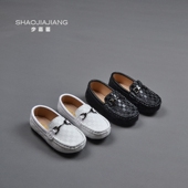 黑色皮鞋 女童单鞋 表演鞋 儿童皮鞋 39码 真皮中小童男豆豆鞋