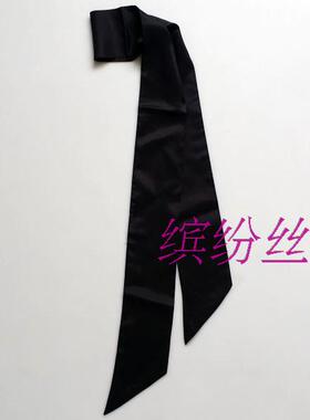 【缤纷丝语】真丝装饰黑窄围巾发