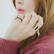 Korea people exaggerated ring fringed mash up combinations three personality temperament Joker simple joint ring rings