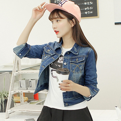 正肩修身短款牛仔外套