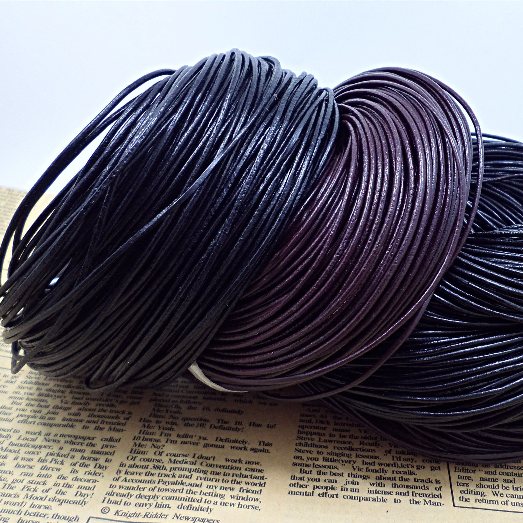 【厂家直销】圆形2MM黑色咖啡真牛皮绳 饰品配件 DIY饰品配件