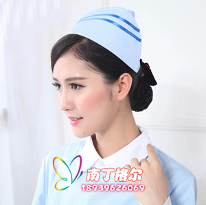 南丁格尔护士帽女粉白蓝色带杠加厚涤卡燕尾帽医生帽不变形工作帽