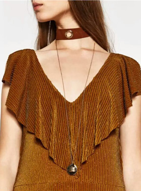 欧美极简风项链时尚女流苏长款