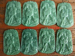 20373批 缅甸玉 天然A货翡翠玉 油青绿大个马到成功大吊坠牌