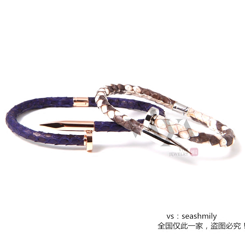 流行新款蟒蛇皮钉子手镯 个性独特情侣首饰可刻字 高逼格