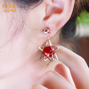 Mu-Mu-jewelry star Korea temperament long earrings fashion earrings women''s earrings stars red earrings 914