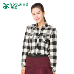 Hot women's clothing long Han Fan in Plaid Shirt women long sleeves slim and cashmere thermal shirt 02H5901