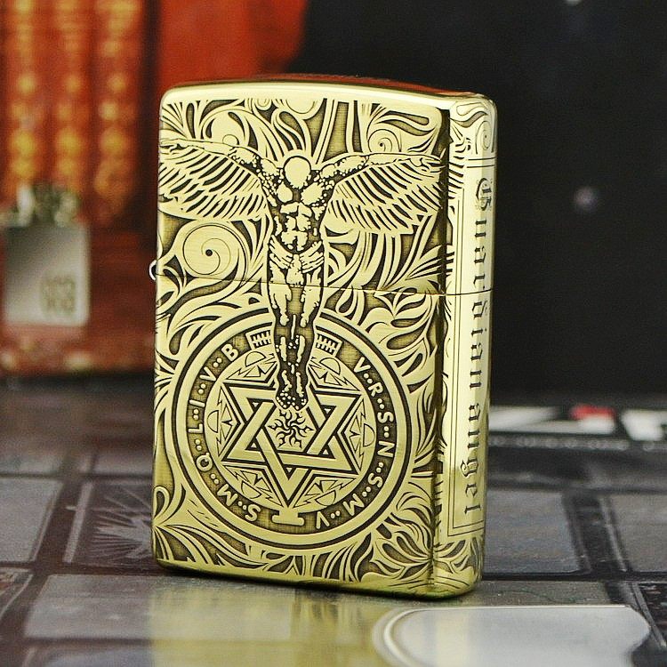 夜色zippo正品之宝打火机五面精雕纯铜盔甲守护天使 贝克汉姆纹身