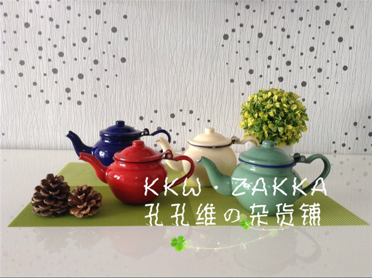 【KKW.ZAKKA】复古袖珍珐琅搪瓷手把壶 300ml绝版