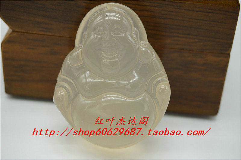 正品天然冰种水润开口笑佛公精雕原色无优化白玉髓吊挂件冰透佛公