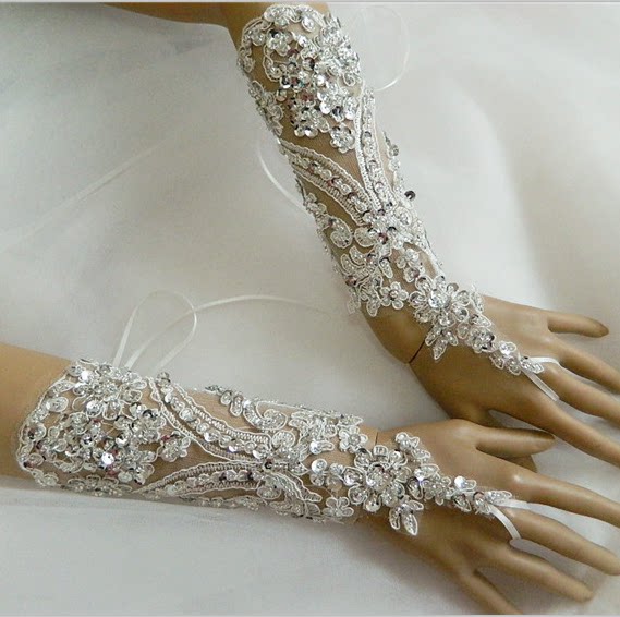 독점적인  오리지널 순정 핸드메이드 비즈 웨딩장갑 신부를 위한 고급 웨딩 악세서리 스트래피 후크장갑