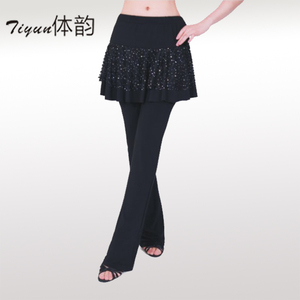 拉丁舞裙裤 裤裙 新款拉丁舞蹈裤长裤女广场舞服装裙裤肚皮舞裙裤