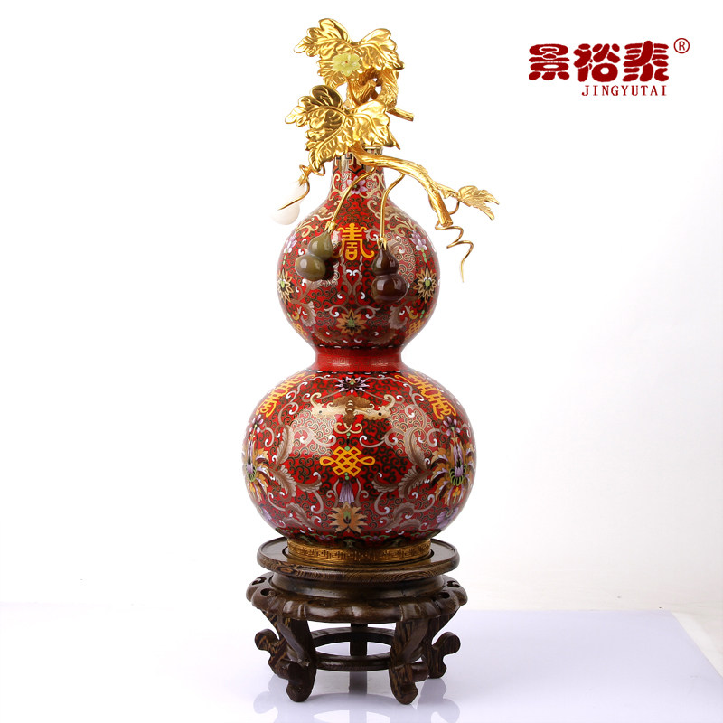 景泰蓝大葫芦花瓶20寸祝寿摆件北京铜胎掐丝珐琅中式外事礼品商务