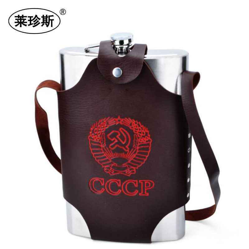 包邮128盎司加大加厚酒壶不锈钢烈酒壶便携随身带皮套可装7.2斤酒