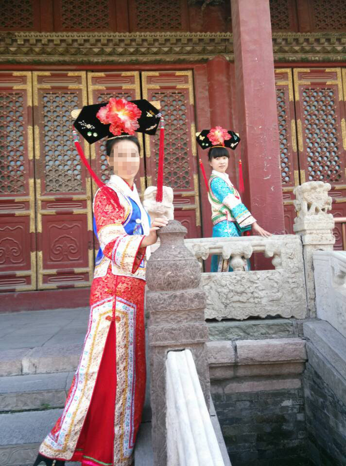 满族 满洲 大清 民族风 整套旗装 蓝格格旗袍E9eWeU6F