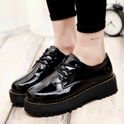 2015 winter new style head strap shoes women thick ties at the end of the English School of wind flat shoes woman shoes