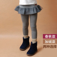 Bé gái 2019 váy mới cộng với quần legging nhung trẻ em giả hai chiếc quần bé mặc mùa xuân và quần mùa thu gas nước ngoài - Quần quần baggi bé gái