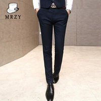 Meiren Zhiyi Business Casual Quần nam Quần bó sát Hàn Quốc Quần dài Nam Quần dài Quần màu xanh hải quân - Suit phù hợp quan au