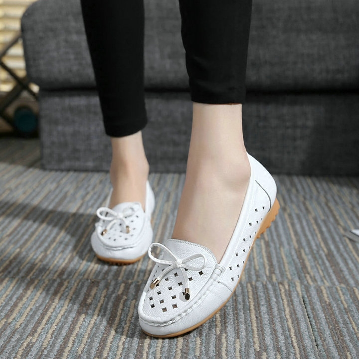 genuine leather Flat heel Dichotomanthes bottom Sandals Hollow Women's Shoes Crocs white Nurse shoes Mom shoes Extra large size 4243in the Women's Shoes, Sandals  category - from Buy2taobao.com to provide professional Taobao agent buy service
