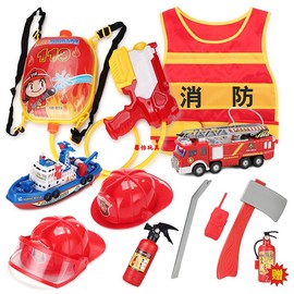 儿童消防玩具消防员，山姆套装幼儿园角色扮演道具消防服马甲消防帽