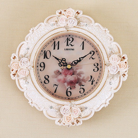 欧式田园挂钟座钟两用表 创意墙壁挂件桌面摆件 客厅静音钟表