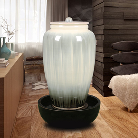 景德镇欧式陶罐精致流水喷泉摆件家居现代简约加湿器创意装饰摆件