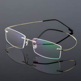 金属无框眼镜架男合金超弹眼镜架商务超轻镜，近视镜框光学配镜眼睛