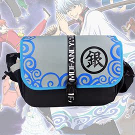 银魂周边斜挎包 银时 GINTAMA 动漫男女单肩背包漆皮帆布旅行书包