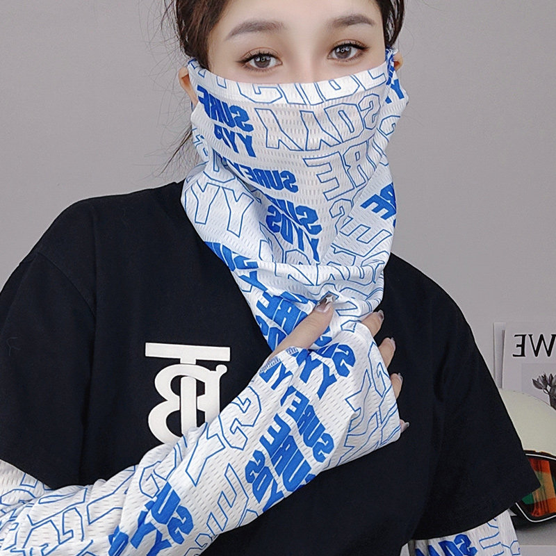 防晒脸耳&套骑行面纱面罩脖子网红一体冰丝面巾遮脸围脖女挂夏天