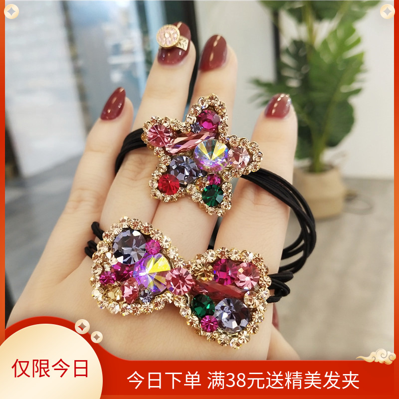 彩色水晶头绳女韩版可爱皮筋发绳头饰皮筋女扎头橡皮筋发圈发饰