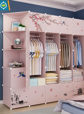 新品屋衣柜经济型简单布艺简约现代EE房用木质推拉门便宜小户定制