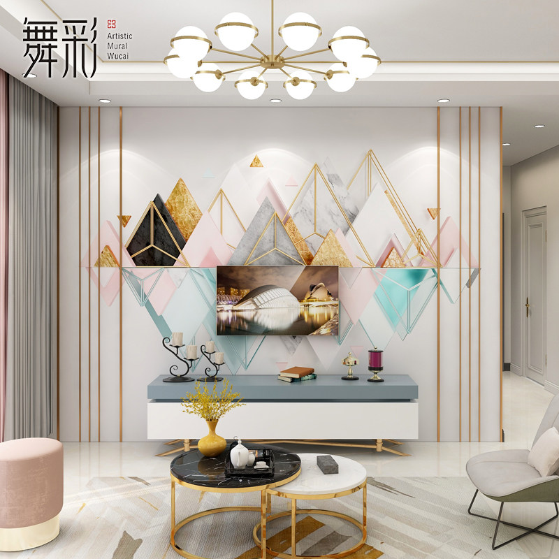 三角几何墙纸现代简约时尚线条背景墙壁纸客厅电视墙墙布床头壁画,家装主材,定制壁画,淘宝优惠券,粉丝福利购,淘宝优惠卷